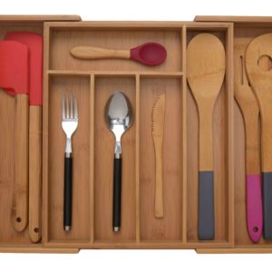 Bamsira Bamboo Kitchen Expandable Cutlery Tray