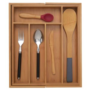 Bamsira Bamboo Kitchen Expandable Cutlery Tray
