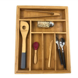 Bamboo Kitchen Drawer Organizer&Expandable Cutlery Tray